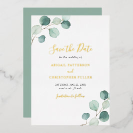 Elegant Eucalyptus Wedding Save the Date Folieneinladung