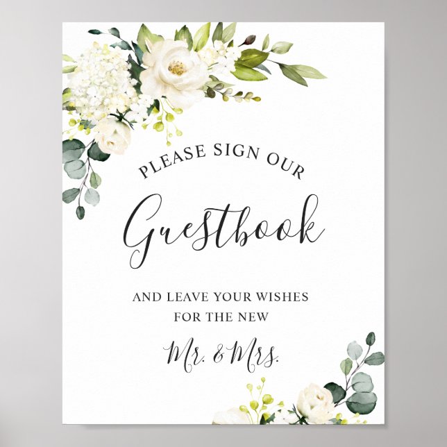 Elegant Eucalyptus Wedding Sign Unser Gästebuch (Vorne)