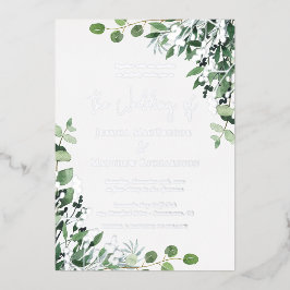 Elegant Eucalyptus Wedding Silver Folieneinladung