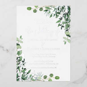 Elegant Eucalyptus Wedding Silver Folieneinladung