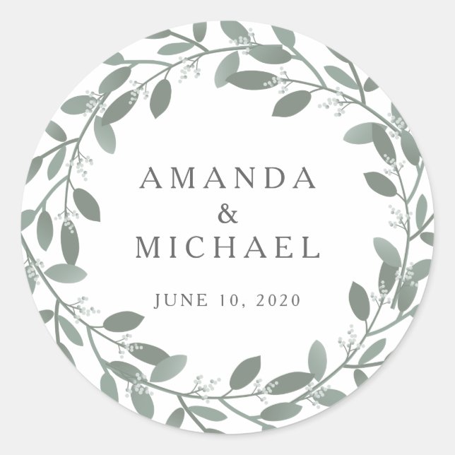 Elegant Eucalyptus Wedding Umschlag Aufkleber (Vorderseite)