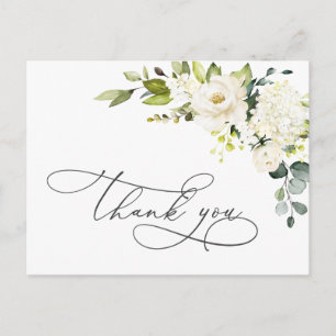 Elegant Eucalyptus White Roses Floral Vielen Dank Postkarte