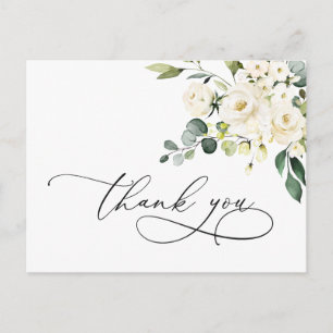 Elegant Eucalyptus White Roses Floral Vielen Dank Postkarte