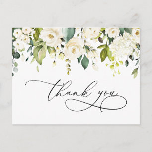 Elegant Eucalyptus White Roses Floral Vielen Dank Postkarte