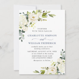 Elegant Eucalyptus White Roses Grüne Hochzeit Einladung