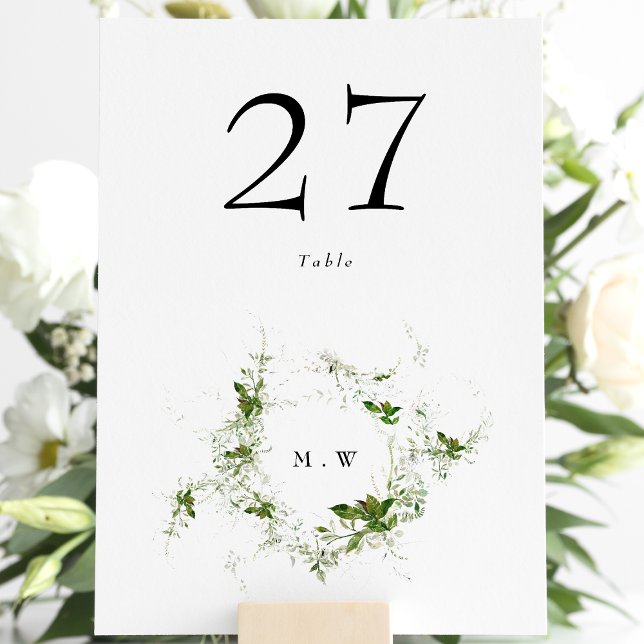 Elegant Eucalyptus Wreath Monogram Wedding Tischnummer (Von Creator hochgeladen)