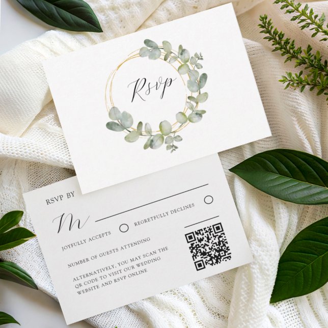 Elegant Eucalyptus Wreath Wedding RSVP Karte (Von Creator hochgeladen)