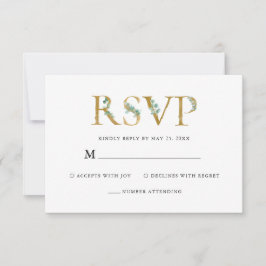 Elegant Eucalytus Greenery Watercolor Wedding RSVP Karte