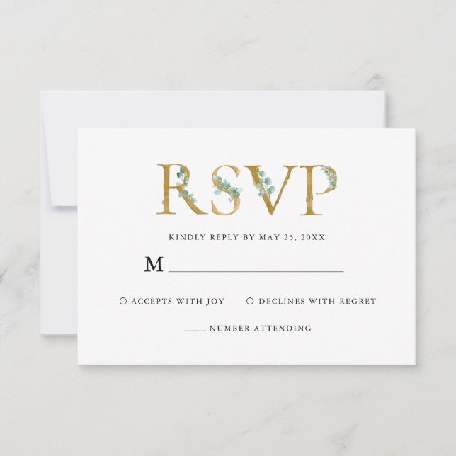 Elegant Eucalytus Greenery Watercolor Wedding RSVP Karte (Vorderseite)