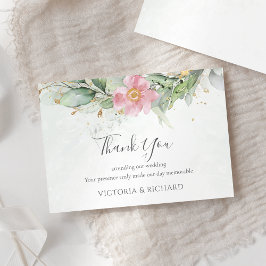 Elegant Eukalyptus Blätter Grüne Goldhochzeit Dankeskarte