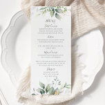 Elegant Eukalyptus Blätter Grüne Goldhochzeit Menükarte<br><div class="desc">Schöne Hochzeitskarten mit Aquarelltöne und goldenen Blätter. Ideal für Hochzeiten im Frühling und im Sommer.</div>