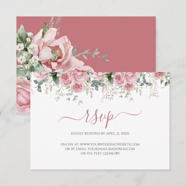 Elegant Eukalyptus Blätter Grüne Goldhochzeit RSVP Karte (Vorne/Hinten)