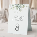 Elegant Eukalyptus Blätter Grüne Goldhochzeit Tischaufsteller<br><div class="desc">Schöne Tischnummern mit Aquarell Eukalyptus und goldenen Blätter. Ideal für Hochzeiten im Freien.</div>