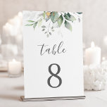 Elegant Eukalyptus Blätter Grüne Goldhochzeit Tischnummer<br><div class="desc">Schöne Tischnummern mit Aquarell Eukalyptus und goldenen Blätter. Ideal für Hochzeiten im Freien.</div>