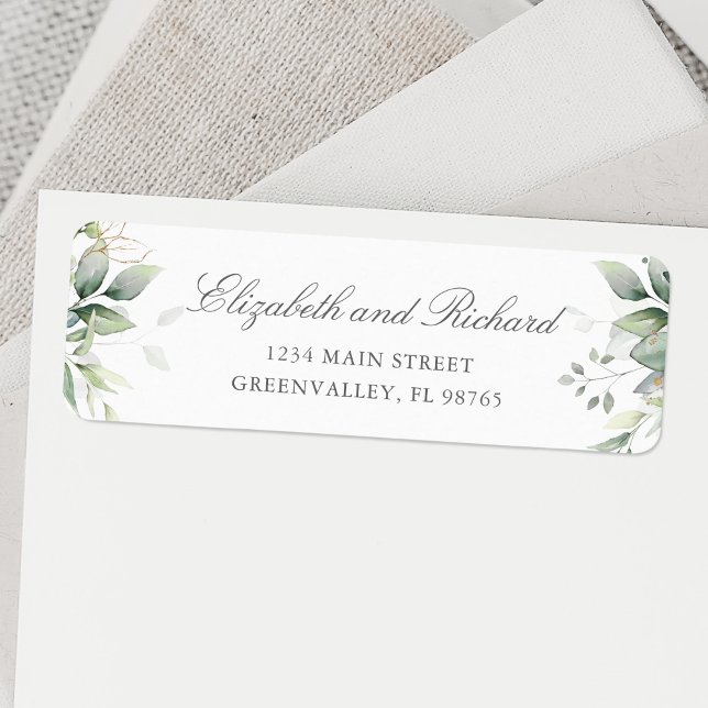 Elegant Eukalyptus Blätter Grüne Rückkehr (Let your return address be a work of art with this personalized eucalyptus leaves greenery label.)