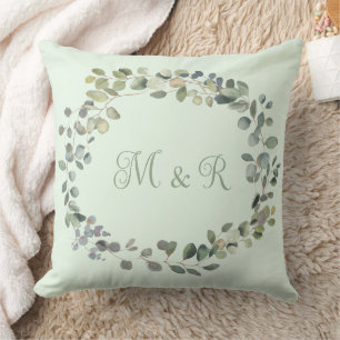 Elegant Eukalyptus Botanical Greenerity Monogram Kissen