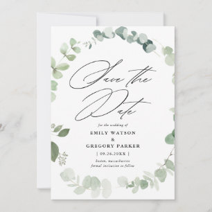 Elegant Eukalyptus Calligraphy Wedding Save The Date