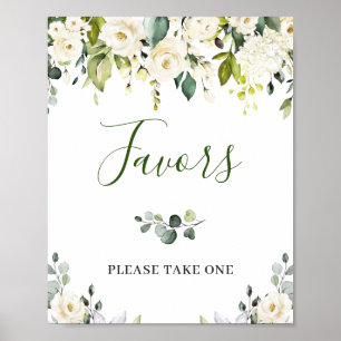 Elegant Eukalyptus Floral Favors Wedding Sign Poster
