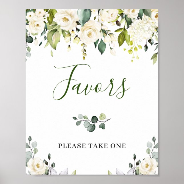 Elegant Eukalyptus Floral Favors Wedding Sign Poster (Vorne)