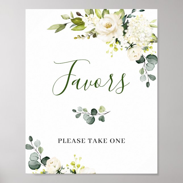 Elegant Eukalyptus Floral Favors Wedding Sign Poster (Vorne)