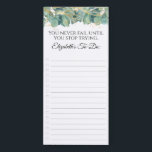 Elegant Eukalyptus Greenerational Zitat Magnetischer Notizblock<br><div class="desc">Anpassbare Liste mit dem Zitat "Du versage nie,  bis du aufhörst zu versuchen." mit Eukalyptusgrün und Imitaten goldenen Elementen.</div>