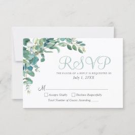 Elegant Eukalyptus Greenerenerity Blätter Wedding RSVP Karte