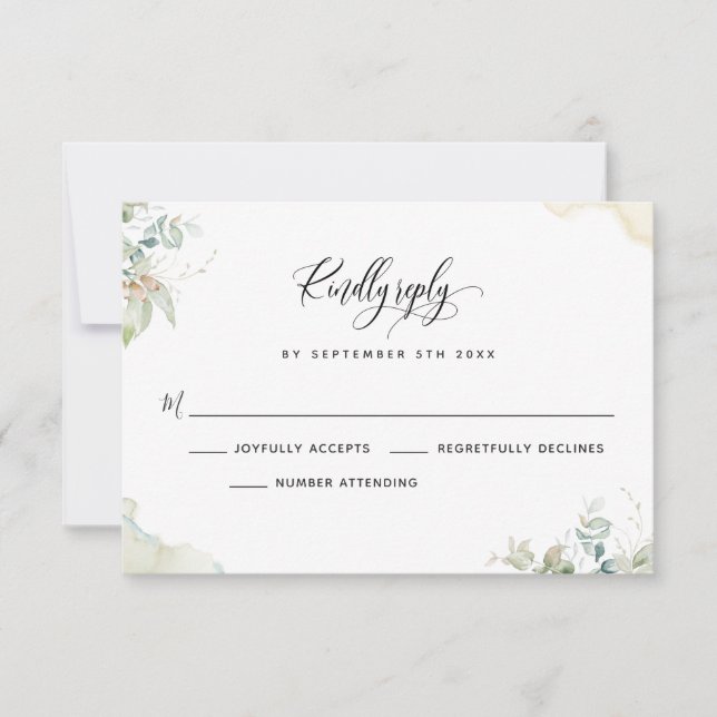 Elegant Eukalyptus Greenerity Blätter RSVP Card (Vorderseite)