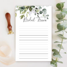 Elegant Eukalyptus Greenerity Brautparty Game