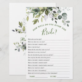 Elegant Eukalyptus Greenerity Brautparty Game