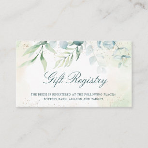 Elegant Eukalyptus Greenerity Brautparty Registry Begleitkarte