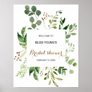 Elegant Eukalyptus Greenerity Brautparty Willkomme Poster