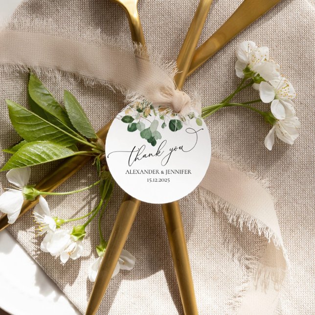 Elegant Eukalyptus Greenerity Goldfolie Wedding Cl Geschenkanhänger (Von Creator hochgeladen)