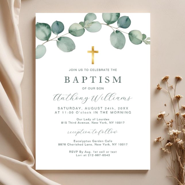 Elegant Eukalyptus Greenerity Taufe Einladung (Baptism Invitation)