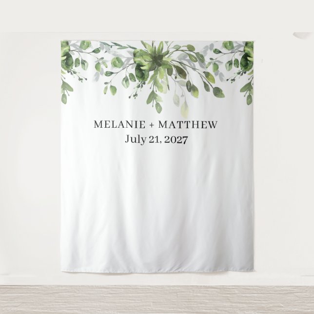 Elegant Eukalyptus Greenerity Wedding Backdrop Wandteppich (Vorderseite)