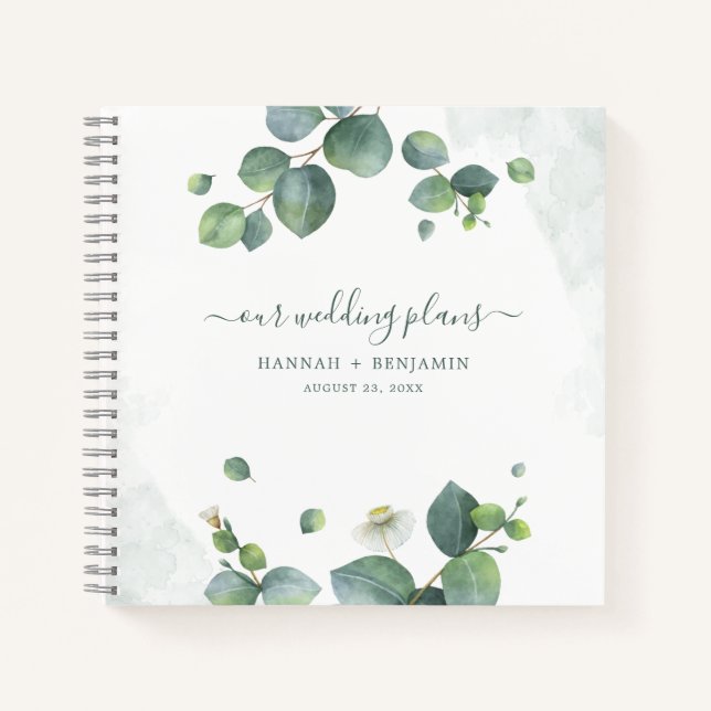 Elegant Eukalyptus Greenerity Wedding Planner Notizbuch (Vorderseite)