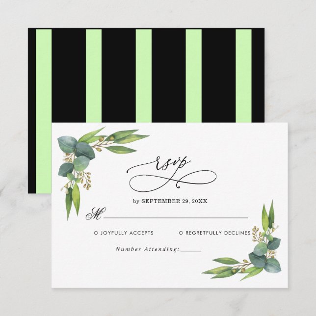 Elegant Eukalyptus Greenerity Wedding RSVP Card Karte (Vorne/Hinten)