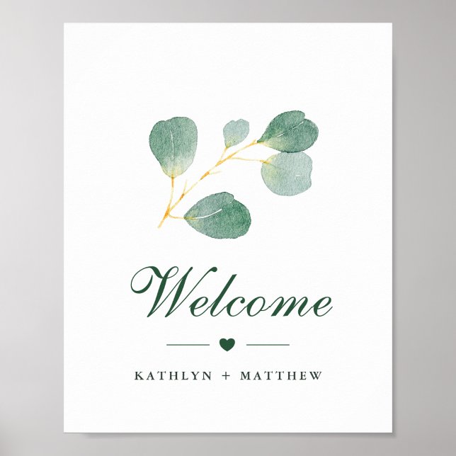 Elegant Eukalyptus Greenerity Wedding Welcome Poster (Von Creator hochgeladen)