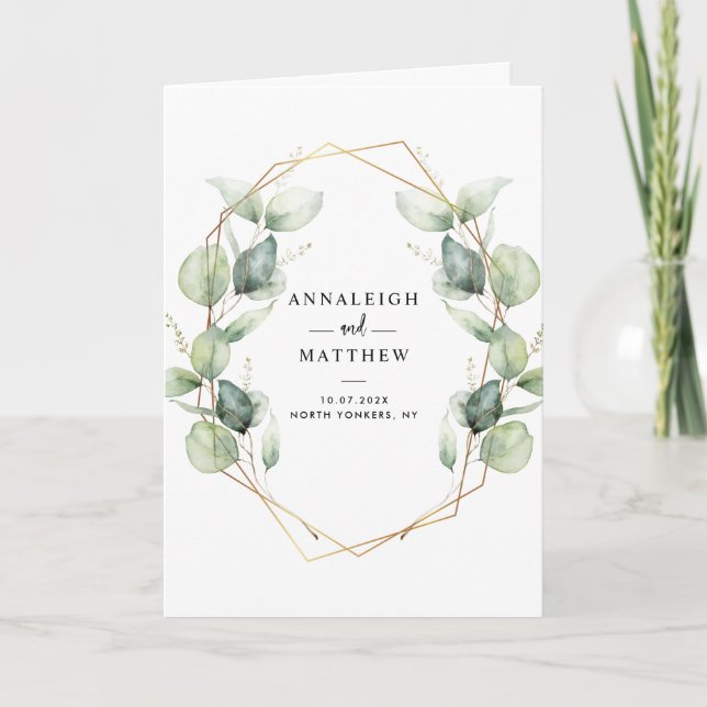 Elegant Eukalyptus Greenery All in One Wedding Einladung (Vorderseite)