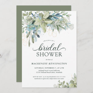 Elegant Eukalyptus Greenery Brautparty Einladung