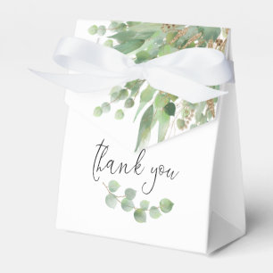 Elegant Eukalyptus Greenery Gold Names Datum Weiß Geschenkschachtel