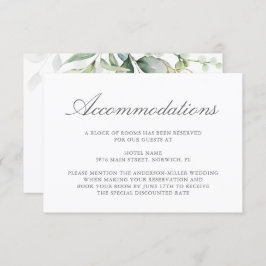 Elegant Eukalyptus Greenery Gold Unterkünfte Begleitkarte