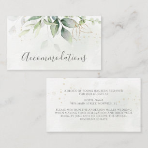 Elegant Eukalyptus Greenery Gold Unterkünfte Begleitkarte