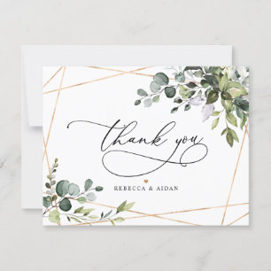 Elegant Eukalyptus Greenery Gold Wedding Dankeskarte