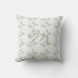 Elegant Eukalyptus Greenery Monogram Kissen