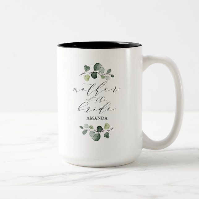 Elegant Eukalyptus Greenery Mutter der Bride Zweifarbige Tasse (Rechts)