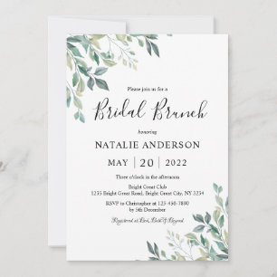 Elegant Eukalyptus Greenery Rustic Bridal Brunch Einladung