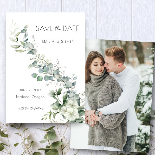 Elegant Eukalyptus Greenery Save The Date (Von Creator hochgeladen)