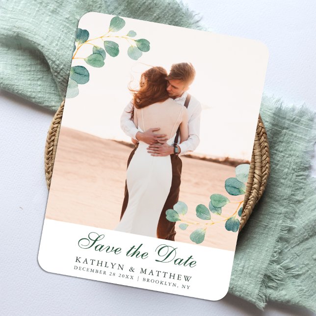 Elegant Eukalyptus Greenery Save the Date Wedding Magnet (Von Creator hochgeladen)