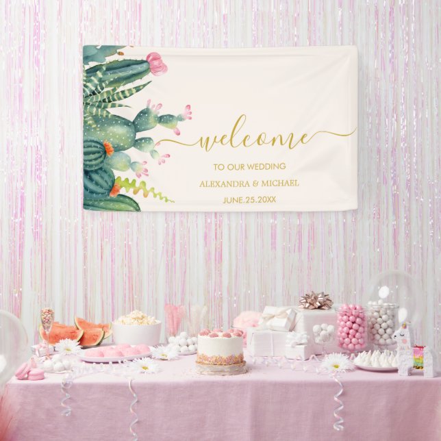 Elegant Eukalyptus Greenery Succulents Wedding Banner (Party)