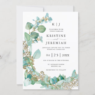 Elegant Eukalyptus Greenery Watercolor Wedding Einladung